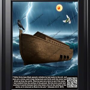 Imaginative Christian Depiction of the Great Flood. "Noah's Ark" Framed Artwork